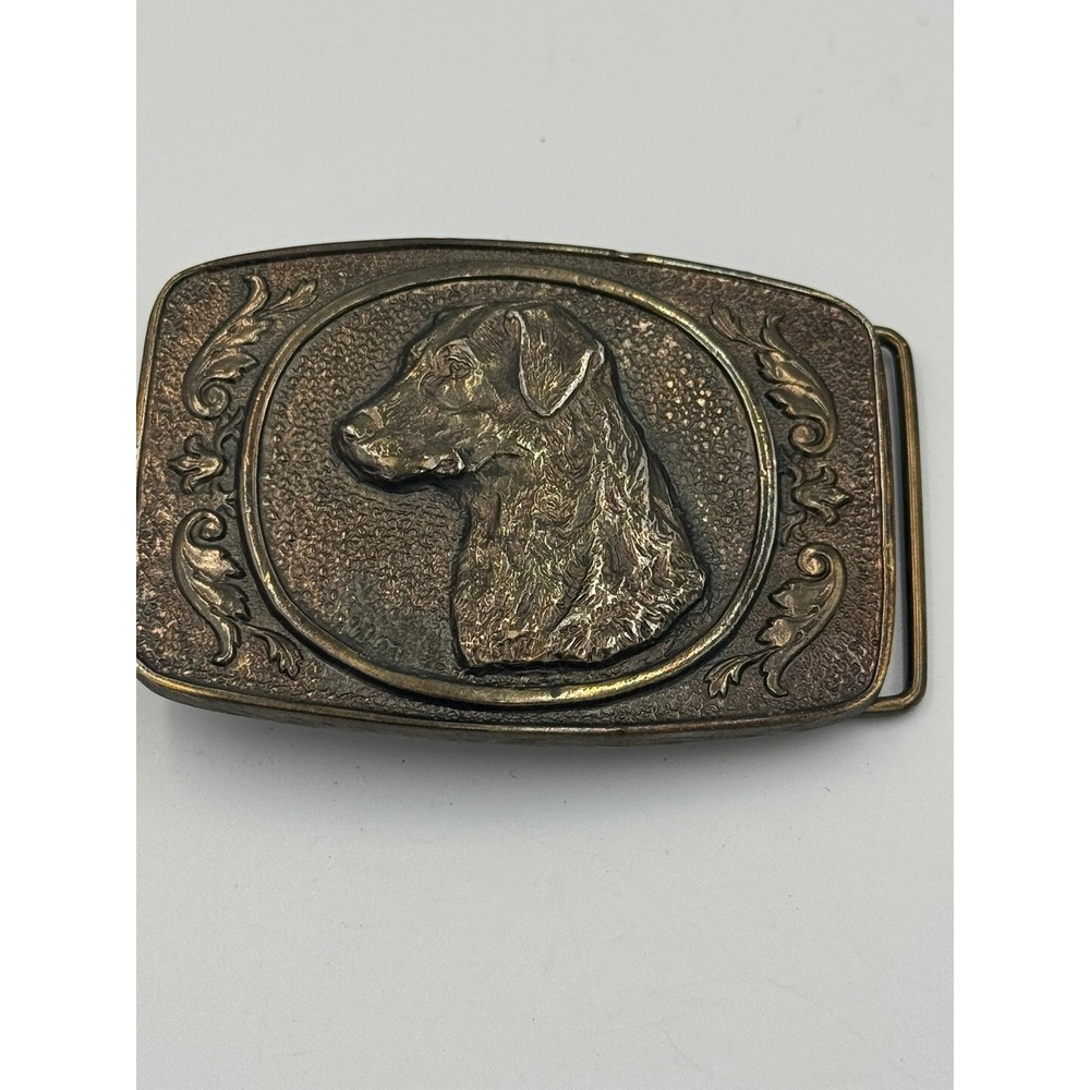Vintage 1977 Wyoming Studio Art Works Labrador Retriever Belt Buckle RJ Ventrice